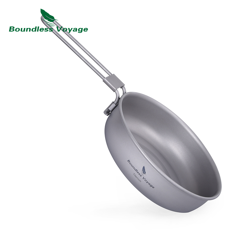 Camping Cooking Set Compact - Boundless Voyage Ultra-light Titanium Frying Pan