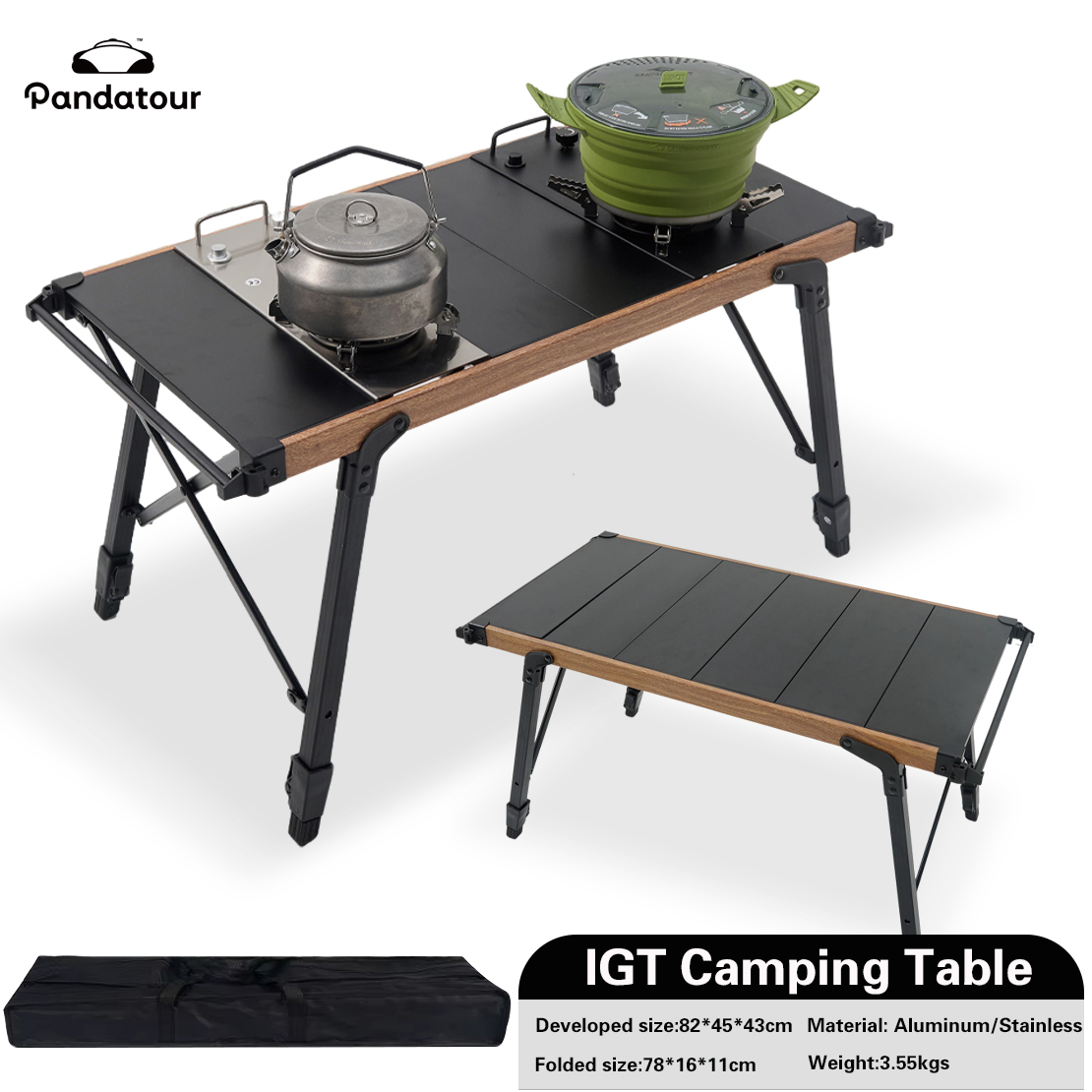 Camping Cooking Set Compact - Pandatour IGT Camping Table Folding Aluminum