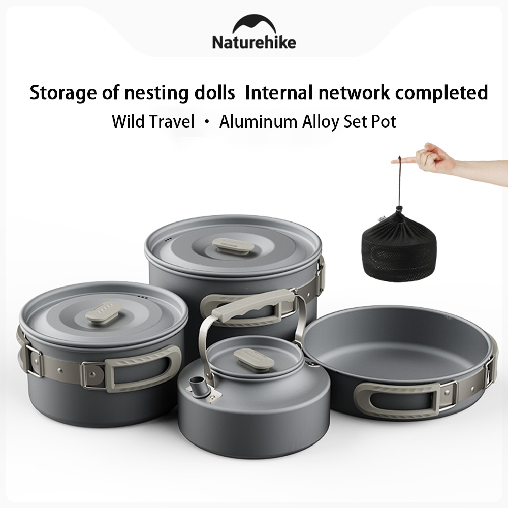 Camping Cooking Set Compact - Naturehike Outdoor Pot Set,Camping Cooking Equipment,Portable