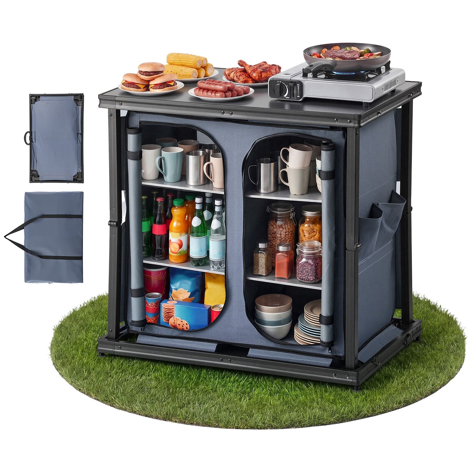 Folding Camping Storage Cabine - Camping Cooking Set Compact review and price