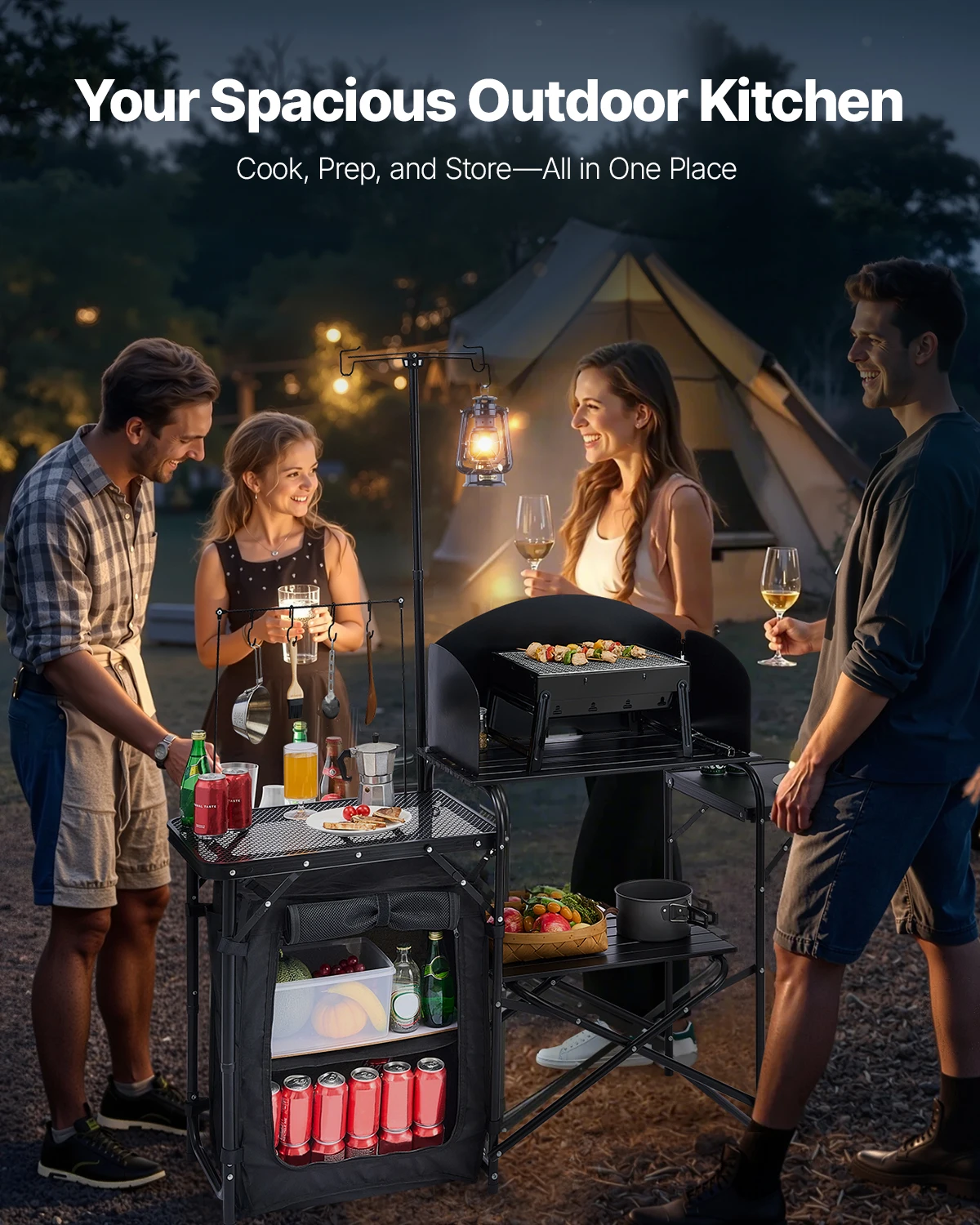 Folding Camping Table Outdoor  - Camping Cooking Table With Storage review and price