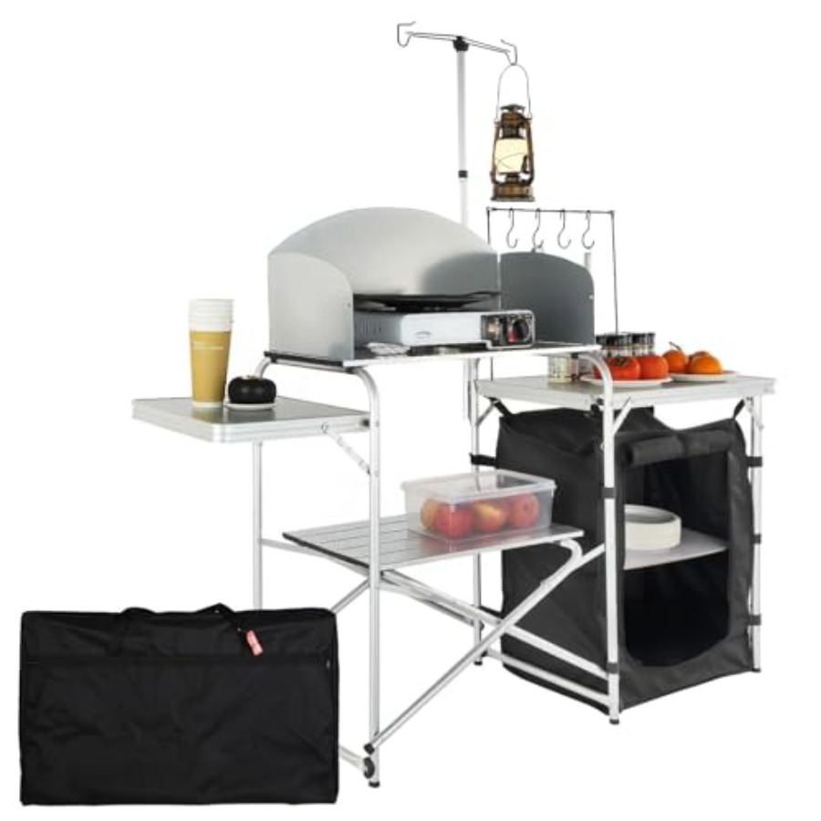 Camping Kitchen Table, Folding - Camping Cooking Table With Storage review and price