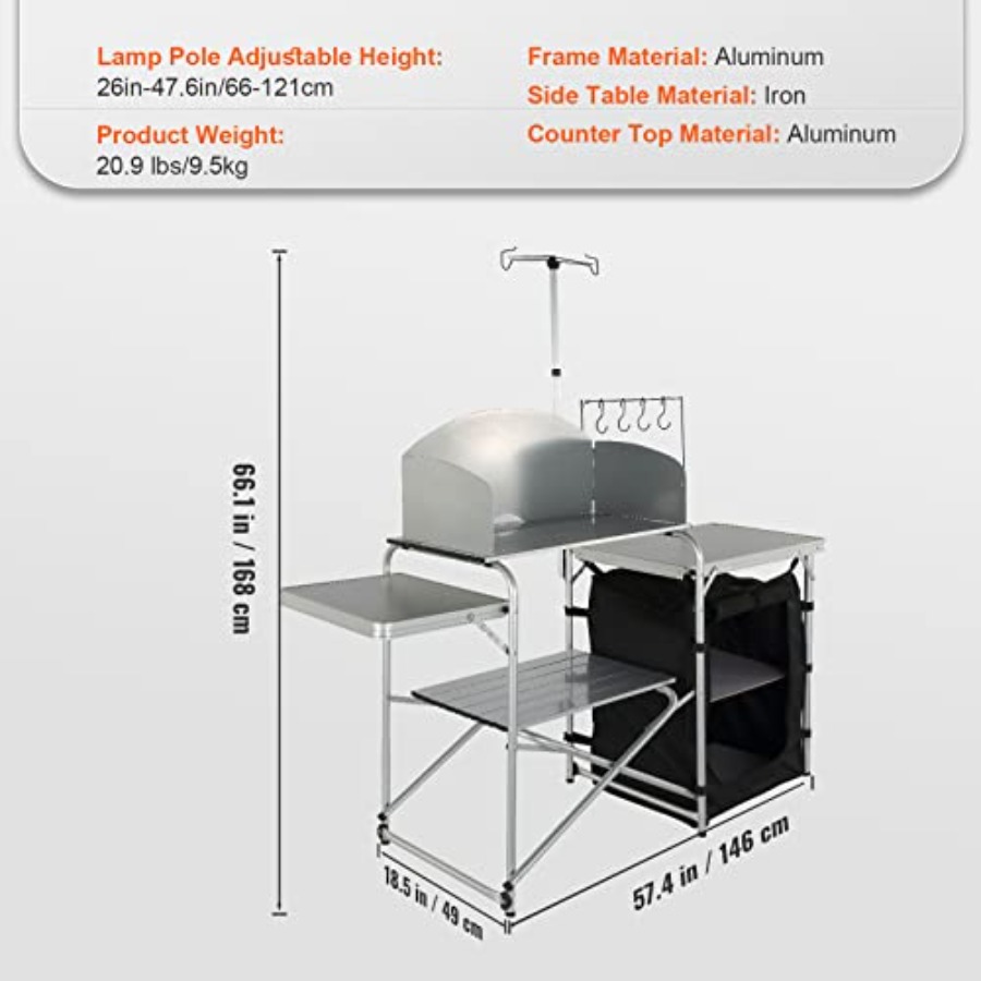 Camping Kitchen Table, Folding - Camping Cooking Table With Storage review and price