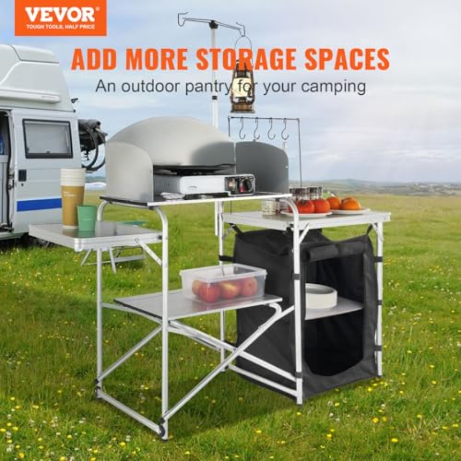 Camping Kitchen Table, Folding - Camping Cooking Table With Storage review and price