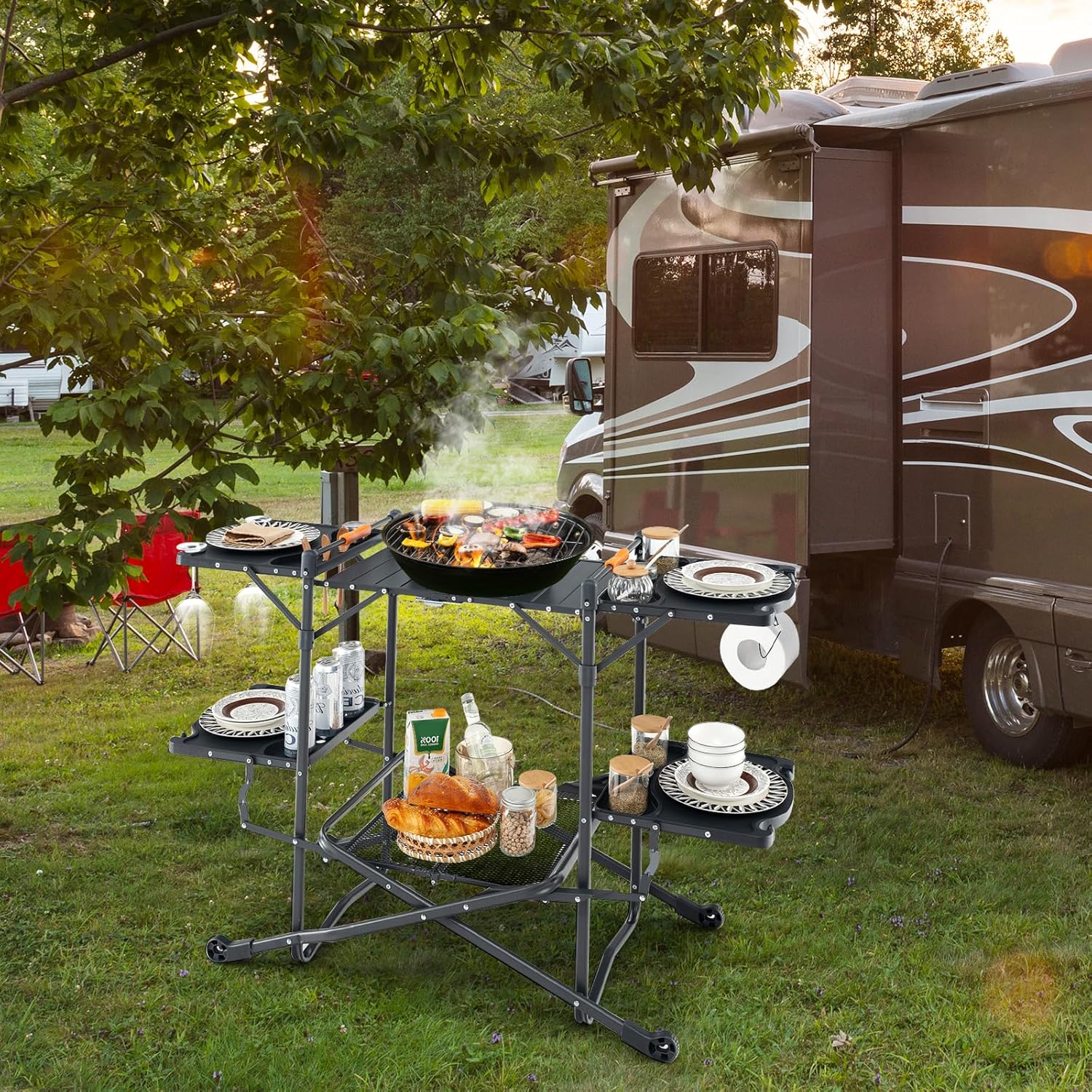 Portable Camp Cooking Table wi - Camping Cooking Table With Storage review and price