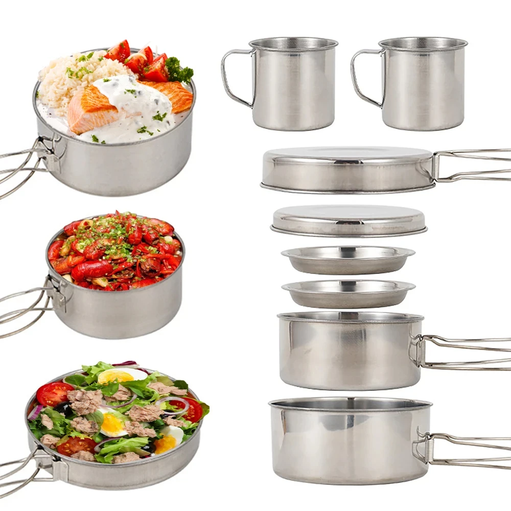 8pcs/Set Camping Cookware Mess - Camping Cooking Rice review and price