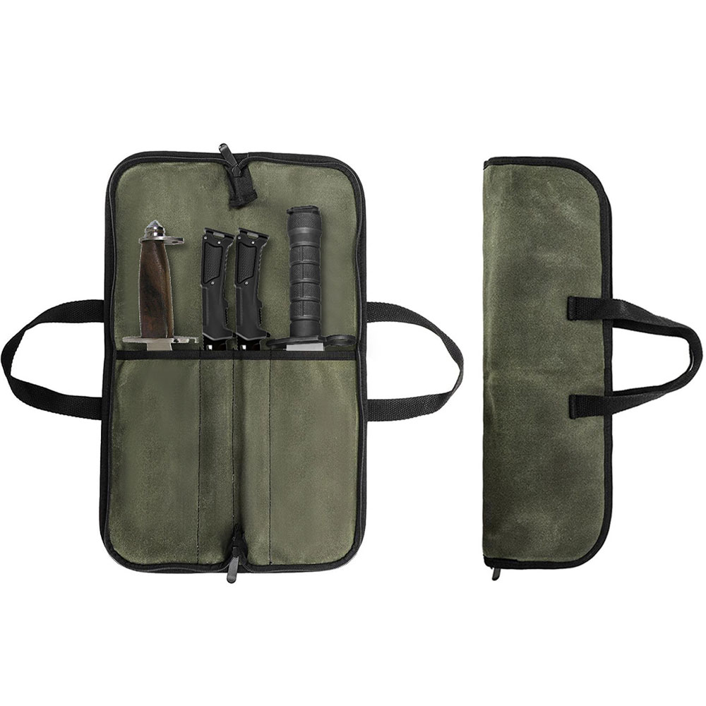 Waxed Canvas Knife Roll Bag Mu - Camping Cooking Knife review and price