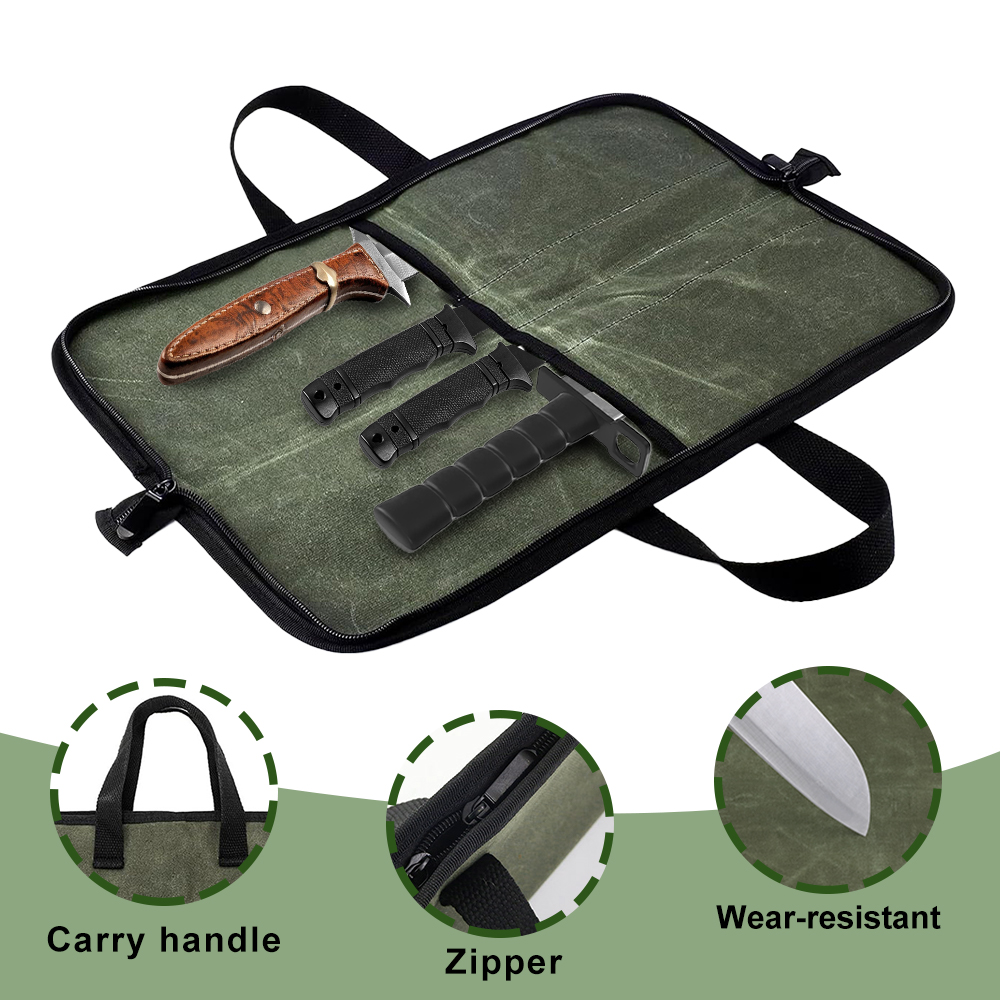 Waxed Canvas Knife Roll Bag Mu - Camping Cooking Knife review and price