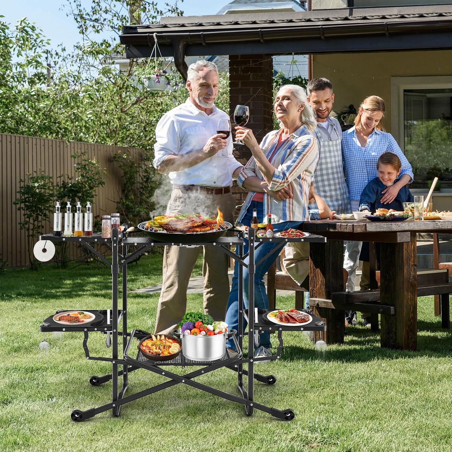 Portable Outdoor Folding Cooki - Camping Cooking Table With Storage review and price