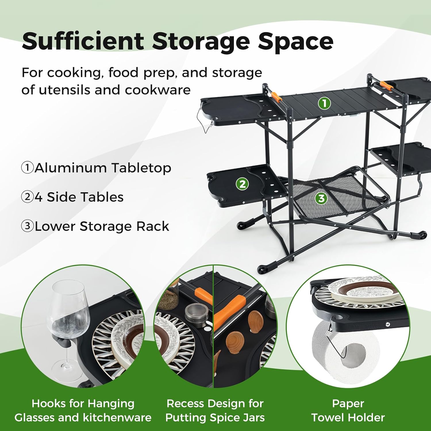 Portable Outdoor Folding Cooki - Camping Cooking Table With Storage review and price