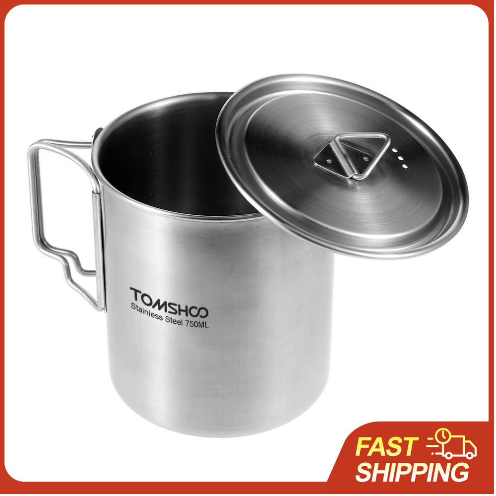 TOMSHOO 750ml Stainless Steel  - Camping Cooking Pot With Lid review and price