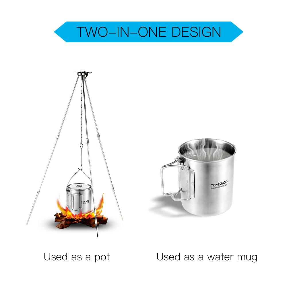 TOMSHOO 750ml Stainless Steel  - Camping Cooking Pot With Lid review and price