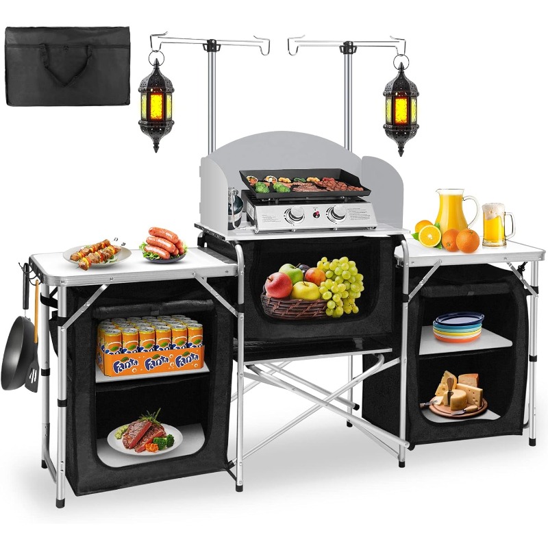 Hot-selling Outdoor Camping Mo - Camping Cooking Table With Storage review and price