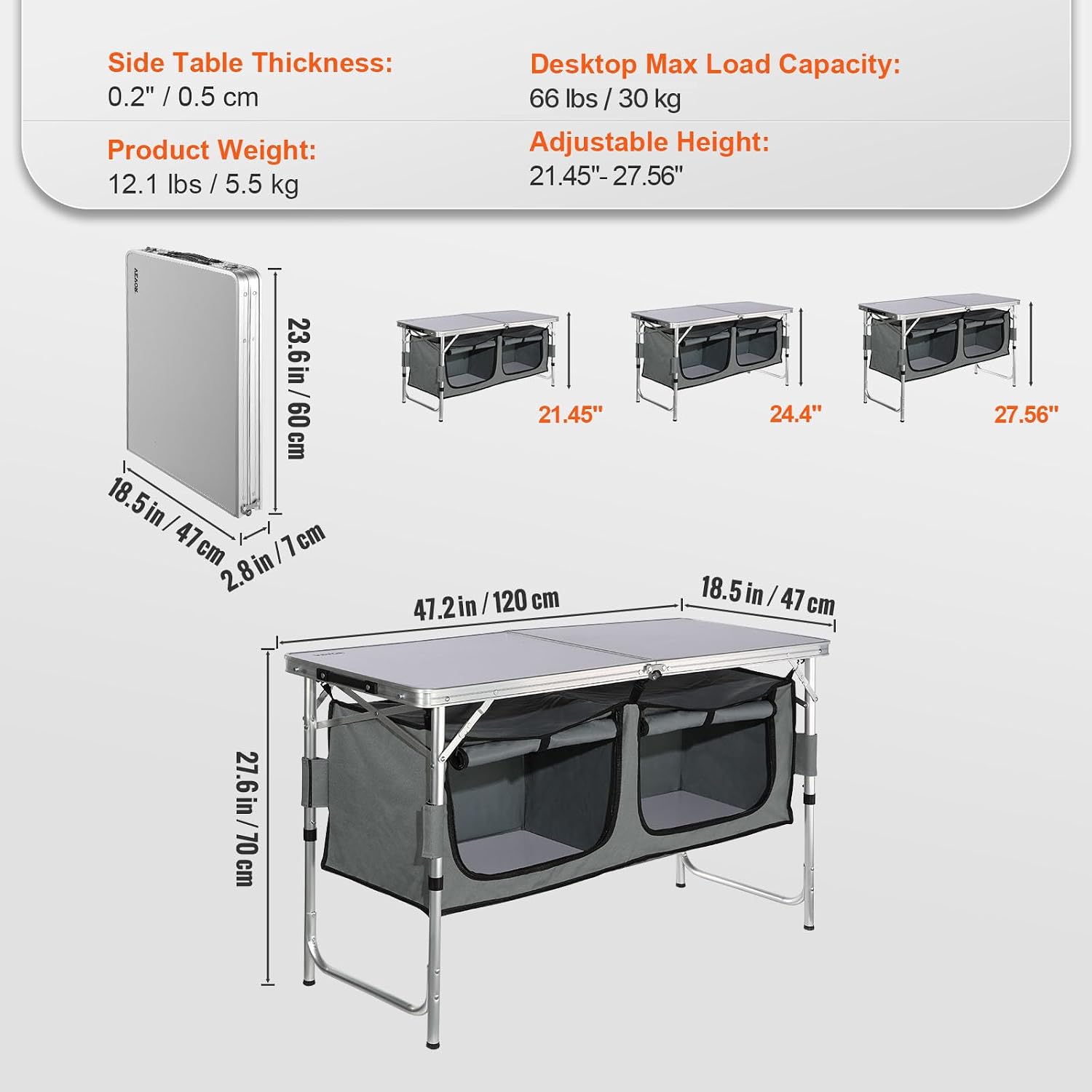 Camping Kitchen Station, 3 Adj - Camping Cooking Table With Storage review and price