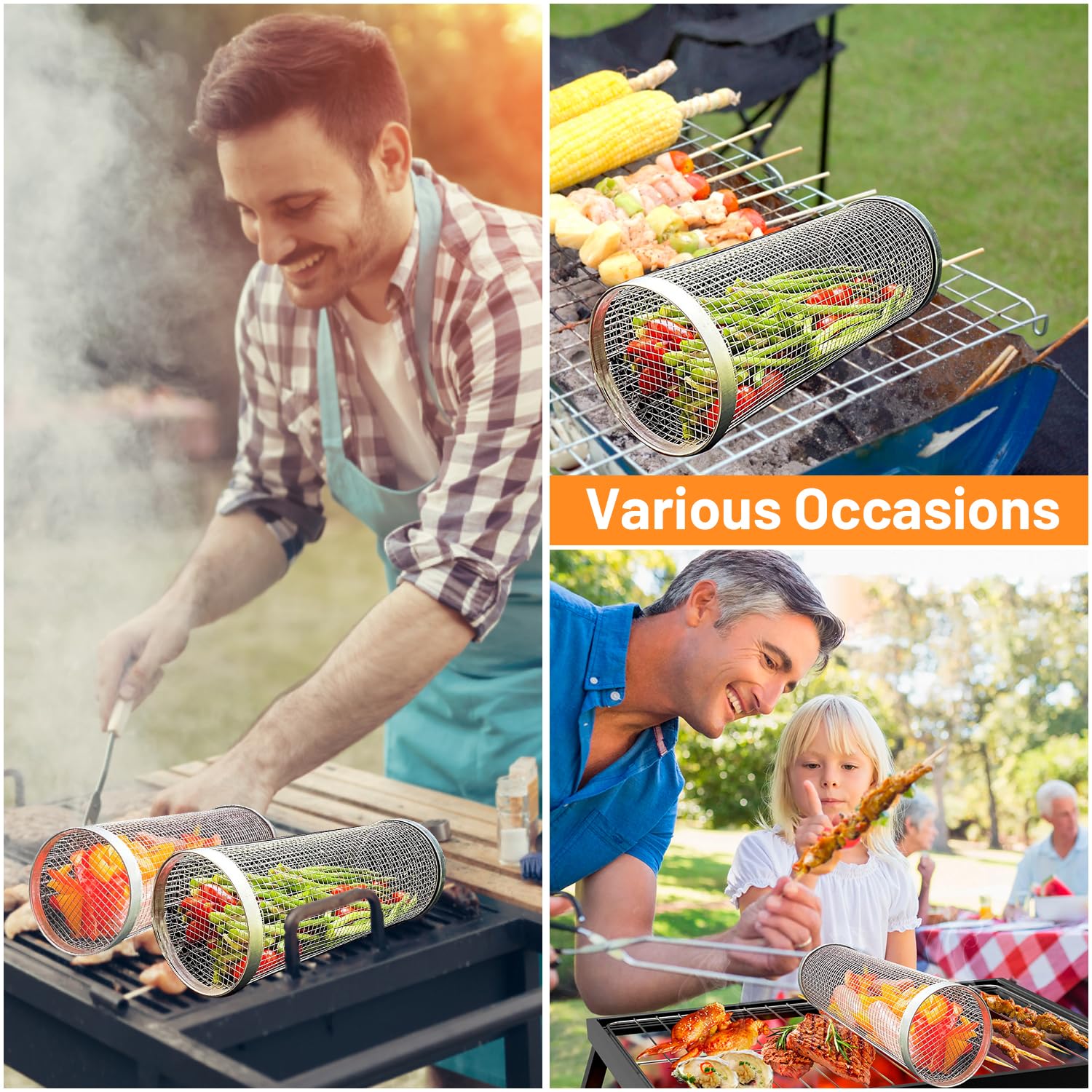 2 Pieces Rolling Grilling Bask - Camping Cooking Set Non Stick review and price