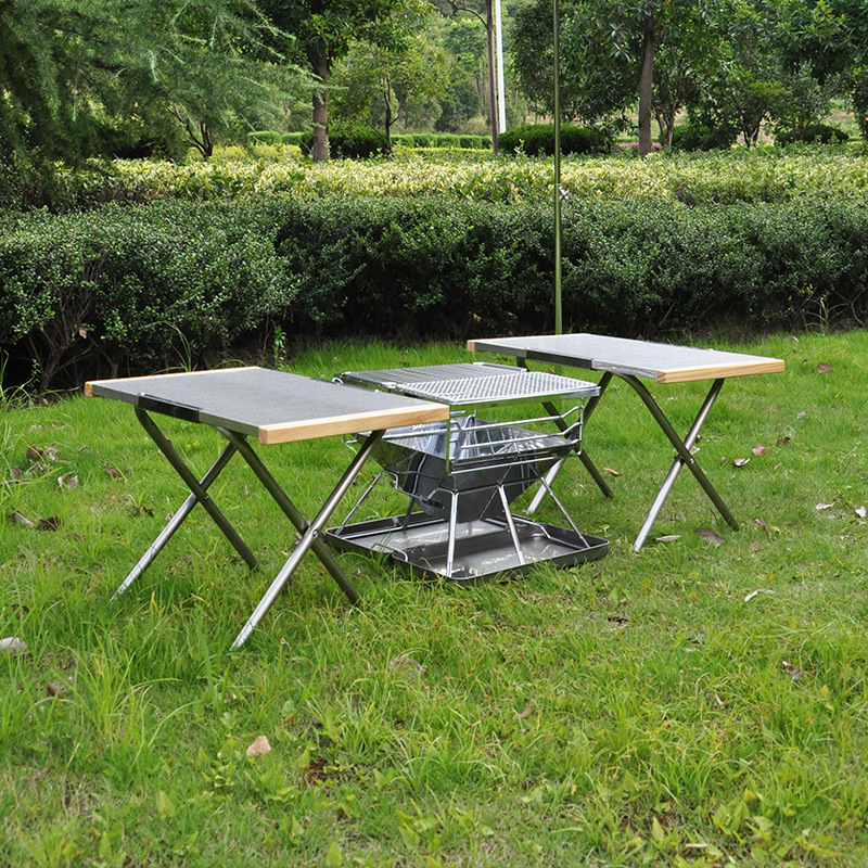 Outdoor Portable Stainless Ste - Camping Cooking Table With Storage review and price